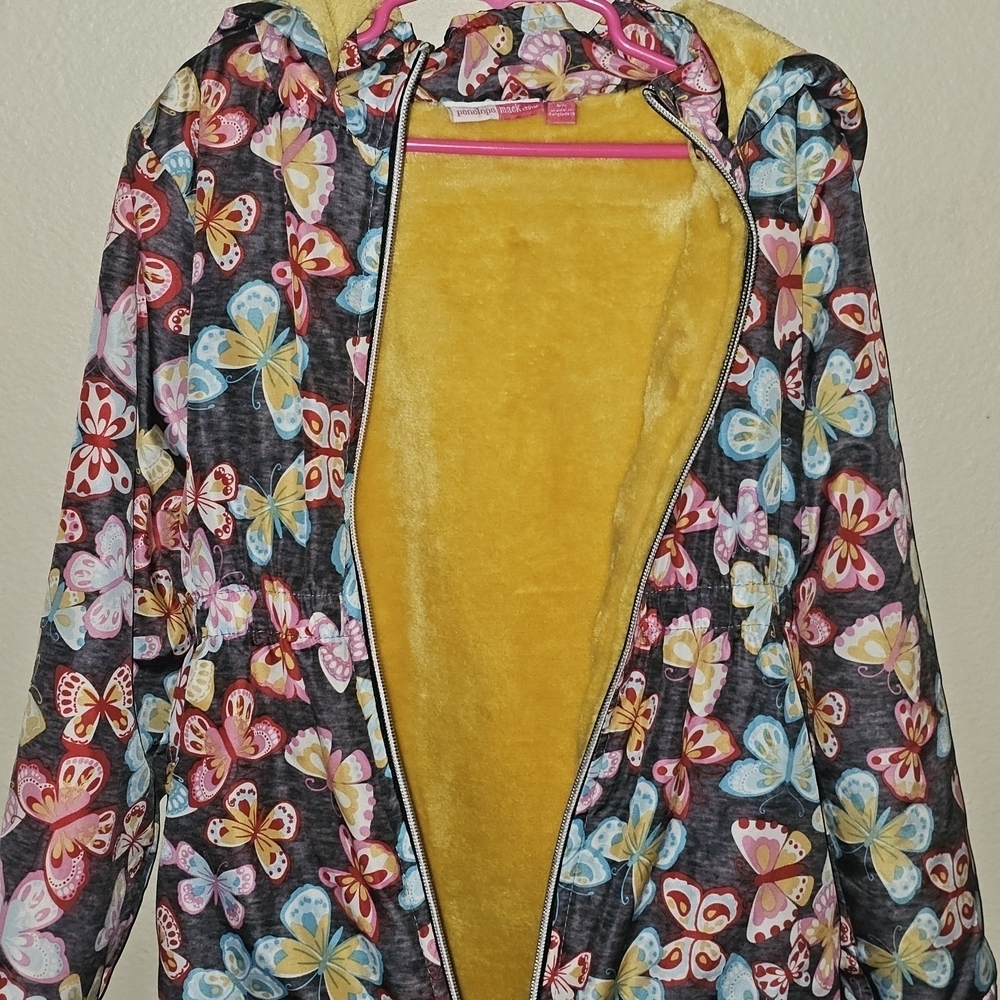 Penelope Mack Butterfly Print Raincoat with Yellow Interior - Picture 5 of 10